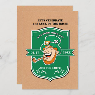 Funny Leprechaun Badge St. Patrick's Day Party Invitation