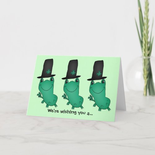 Funny leprechaun frogs card