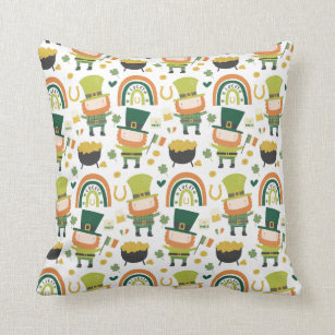Funny Leprechaun Gift, St. Patrick's Day Pattern Throw Pillow