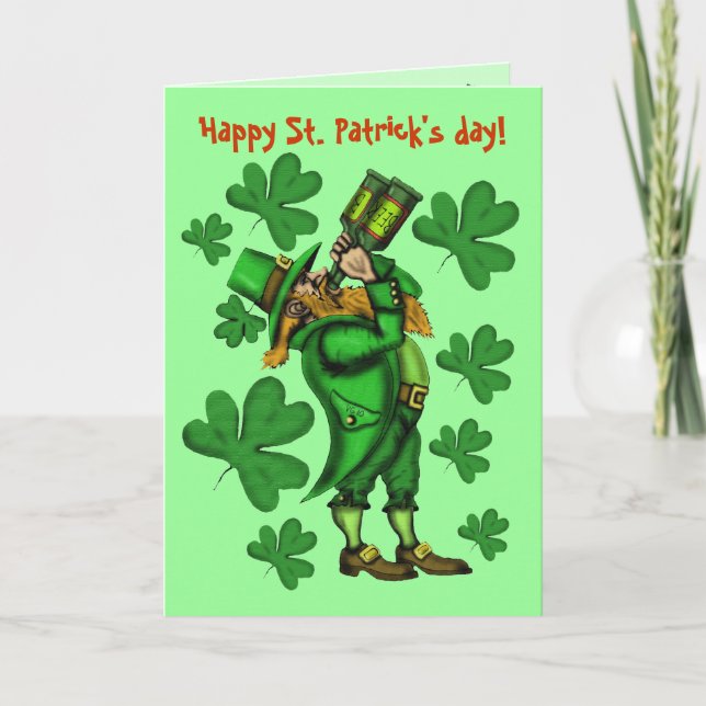 Funny leprechaun happy St. Patrick's day card (Front)