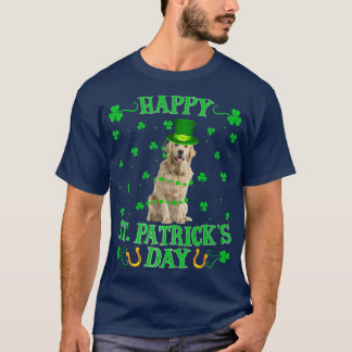 Funny Leprechaun Hat Golden Retriever Dog St T-Shirt