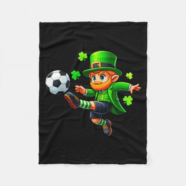 Funny Leprechaun Irish Soccer St Patricks Men Boy  Fleece Blanket (Front)