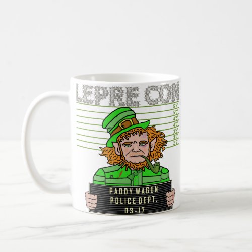 Funny Leprechaun Leprecon Mugshot Coffee Mug