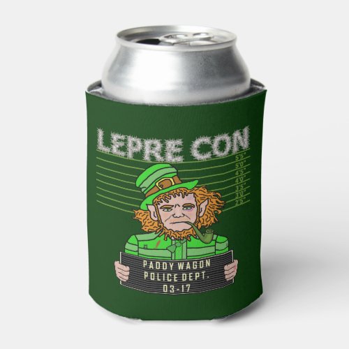 Funny Leprechaun Leprecon Mugshot St Patricks Day Can Cooler
