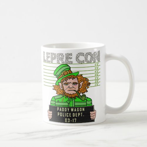 Funny Leprechaun Leprecon Mugshot v1 Coffee Mug