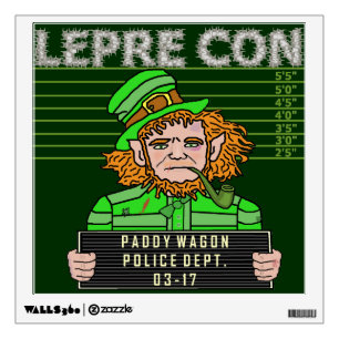 Funny Leprechaun Leprecon Mugshot Wall Sticker