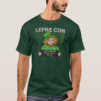 Funny Leprechaun Mugshot St Patricks Pun T-Shirt