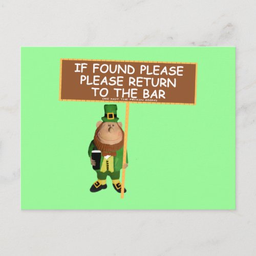 Funny leprechaun postcard