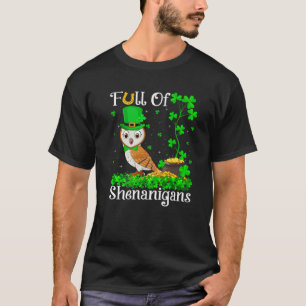 Funny Leprechaun Shamrock Leaf Barn Owl St. Patric T-Shirt