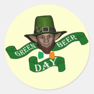 Funny  leprechaun St Patrick's day Classic Round Sticker