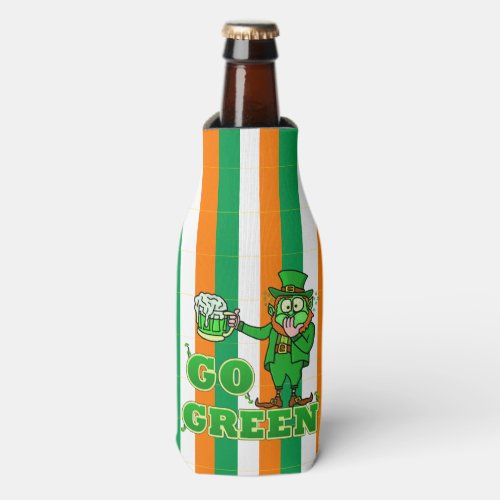 Funny Leprechaun St Patricks Day Go Green Bottle Cooler