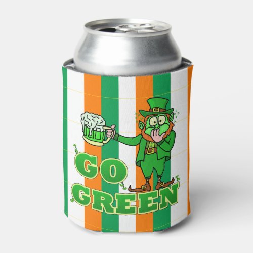 Funny Leprechaun St Patricks Day Go Green Can Cooler
