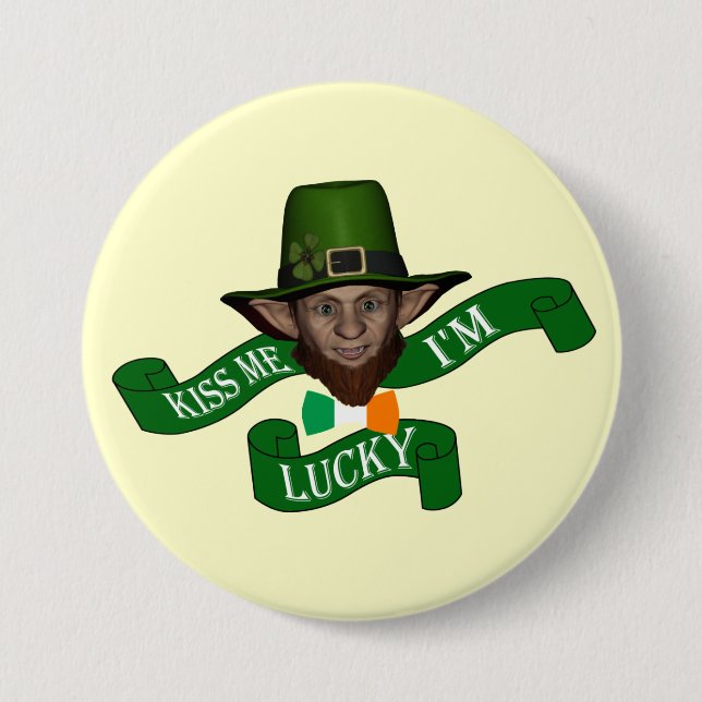 Funny leprechaun St Patrick's day Pinback Button (Front)