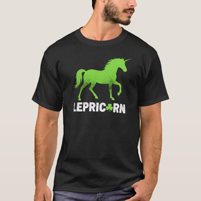 Funny Lepricorn St Paddy's Unicorn Art T-Shirt (Front)