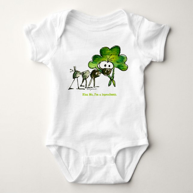 Funny Leprochaun St. Patricks Day Baby Baby Bodysuit (Front)