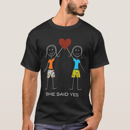 Funny Lesbian Couple T LGBT Engagement Gifts T_Shirt