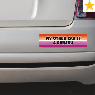 Funny Lesbian Joke Gay Pride Colors  Bumper Sticker