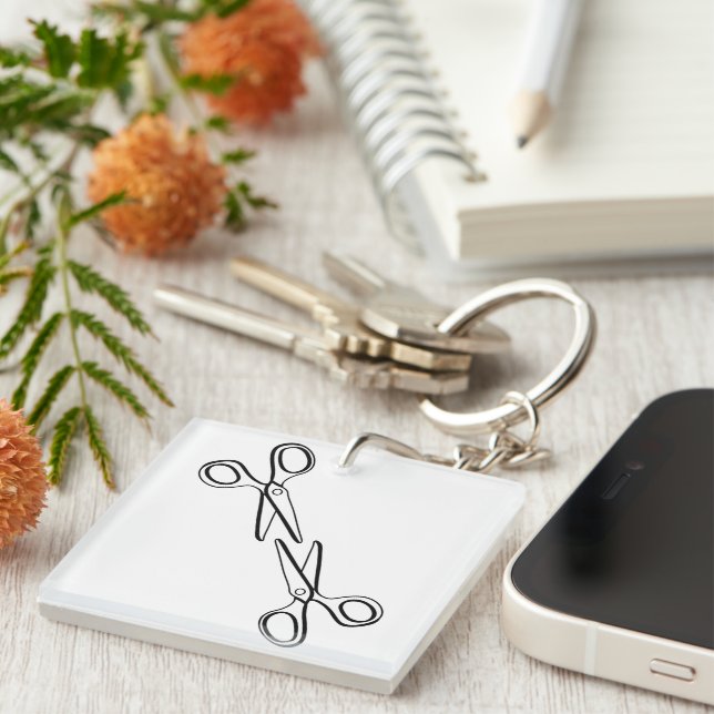 Funny Lesbian Two Scissors Sapphic  Keychain (Front Right)