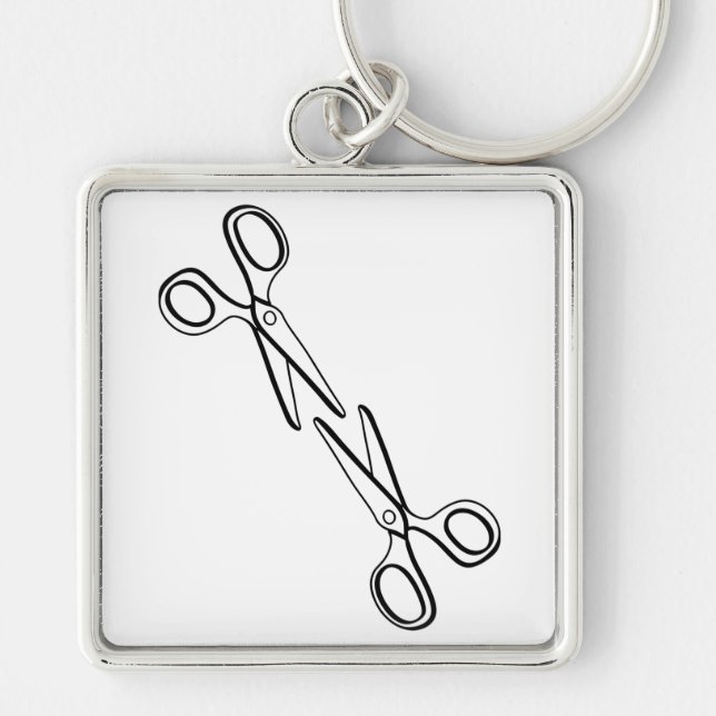 Funny Lesbian Two Scissors Sapphic  Keychain (Front)