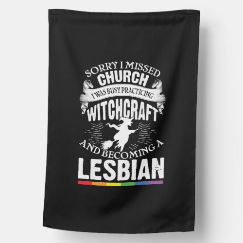 Funny Lesbian Witch Pride Feminist LGBT House Flag