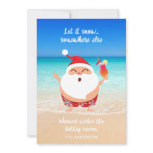 Funny "Let It Snow" Florida Beach Santa Christmas