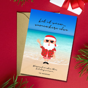 Funny Let it Snow Florida Santa Beach Christmas Holiday Card