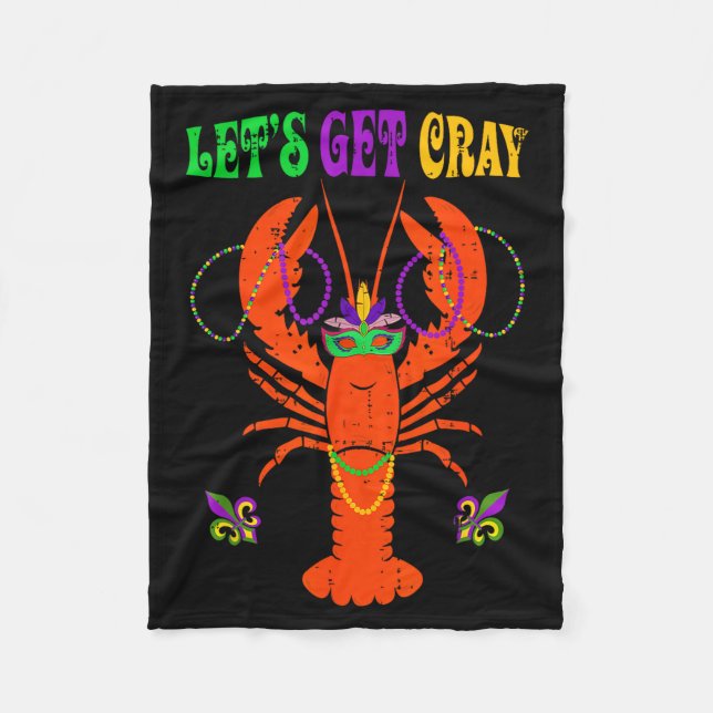 Funny Lets Get Cray Crawfish - New Orleans Funny M Fleece Blanket (Front)