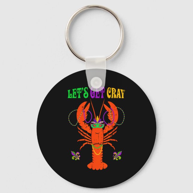 Funny Lets Get Cray Crawfish - New Orleans Funny M Keychain (Front)