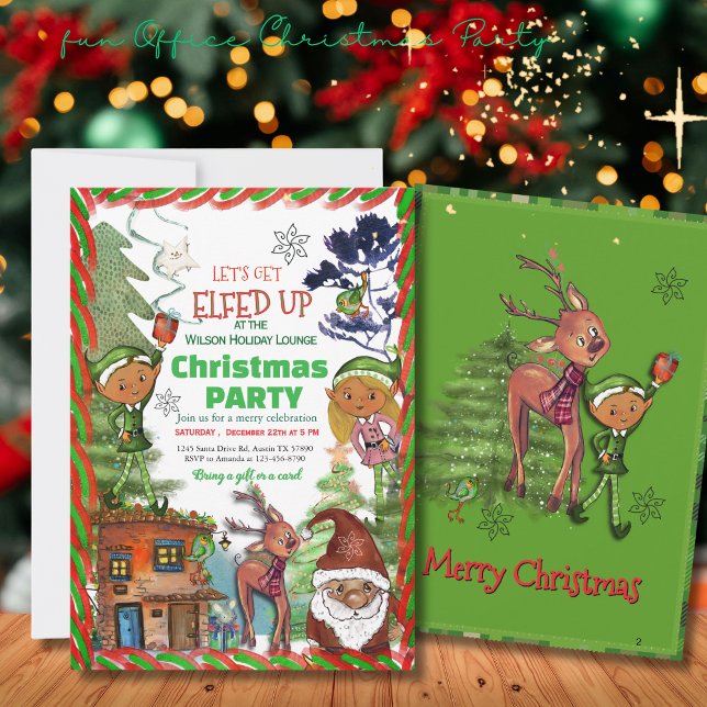 Funny Let's Get Elfed Up Christmas Party Invitation (Funny Let's Get Elf'd Up Christmas Party Invitation)