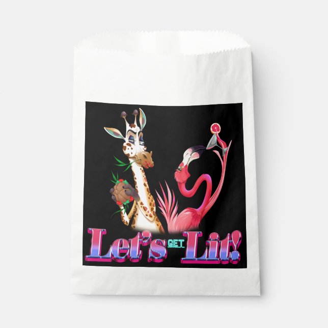 Funny Let's Get Lit Animal Duo Favor Bag (Front)