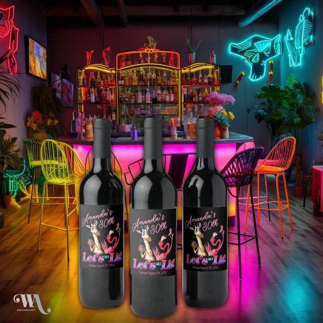 Funny Lets Get Lit Cocktail Birthday Adult  Wine Label (Creator Uploaded)
