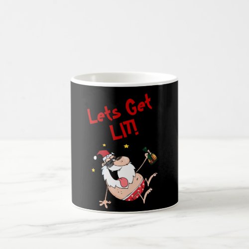 Funny  Lets Get LIT Drunk Santa Personalized Xmas Coffee Mug