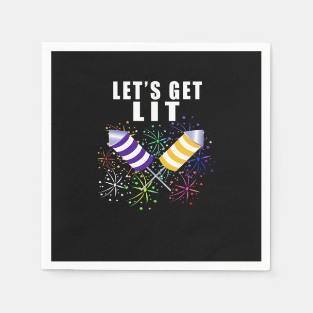 Funny Let's Get Lit - Independence Pun Classic Napkins (Front)
