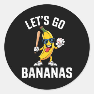 Funny Lets Go Bananas Cute Banana Fruit Lover Game Classic Round Sticker