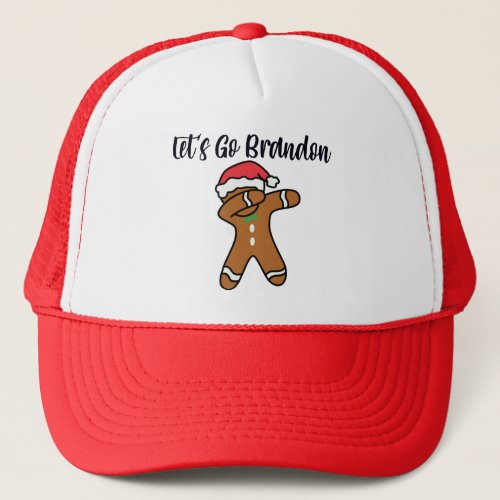 Funny Lets Go Brandon Joe Biden Gingerbread Dab Trucker Hat