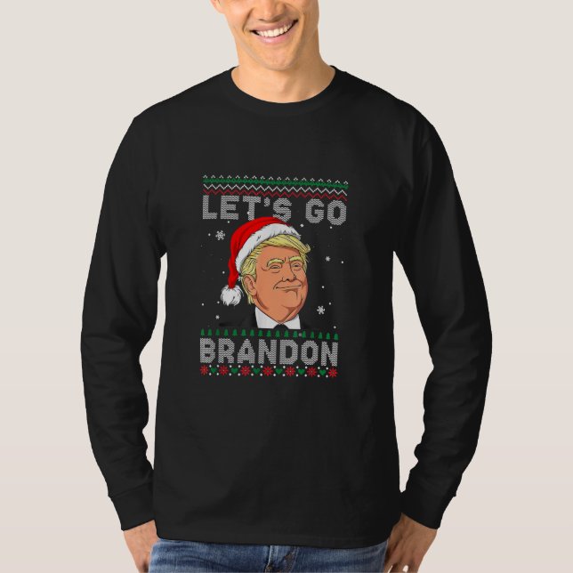 Funny Let's Go Brandon Santa Donald Trump Ugly T-Shirt (Front)