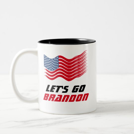 Funny Lets Go Brandon Usa Flag Two Tone Coffee Mug Zazzle Com