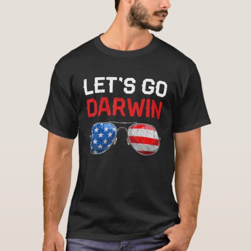 Funny Lets Go Darwin Retro USA Flag Lets Go Darwi T_Shirt