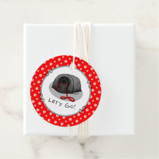 Funny Let's Go! for a Walk Pekingese Dog (black) Favor Tags