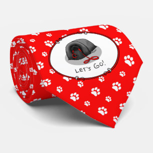 Funny Let's Go! for a Walk Pekingese Dog (black) Neck Tie