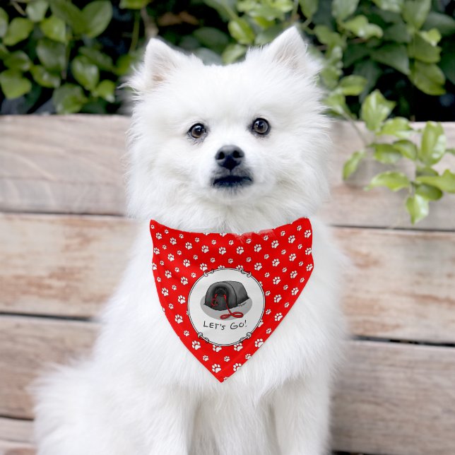 Funny Let's Go! for a Walk Pekingese Dog (black) Pet Bandana Collar (Dog)