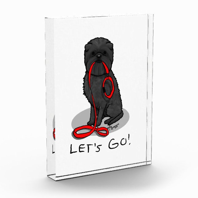 Funny Let's Go! Walk Affenpinscher (Black Natural) Acrylic Award (Left)