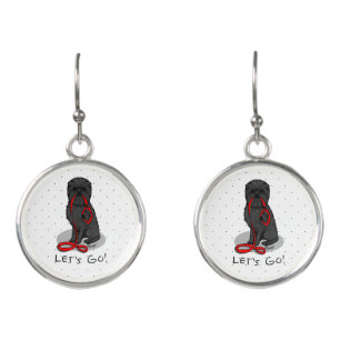 Funny Let's Go! Walk Affenpinscher (Black Natural) Earrings