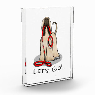 Funny Let's Go! Walk Afghan Hound (Cream) Acrylic Award