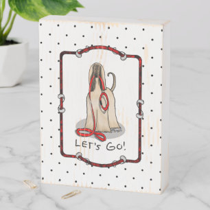 Funny Let's Go! Walk Afghan Hound (Cream) Wooden Box Sign
