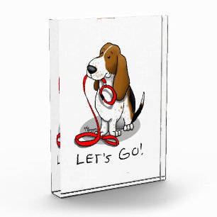 Funny Let's Go! Walk Basset Hound (tri-color 1) Acrylic Award