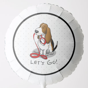 Funny Let's Go! Walk Basset Hound (tri-color 1) Balloon