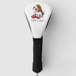 Funny Let's Go! Walk Basset Hound (tri-color 1) Golf Head Cover