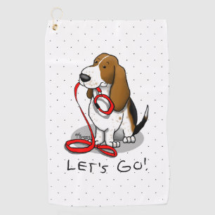 Funny Let's Go! Walk Basset Hound (tri-color 1) Golf Towel
