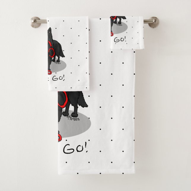Funny Let's Go! Walk Belgian Sheepdog (black 1) Bath Towel Set (Insitu)